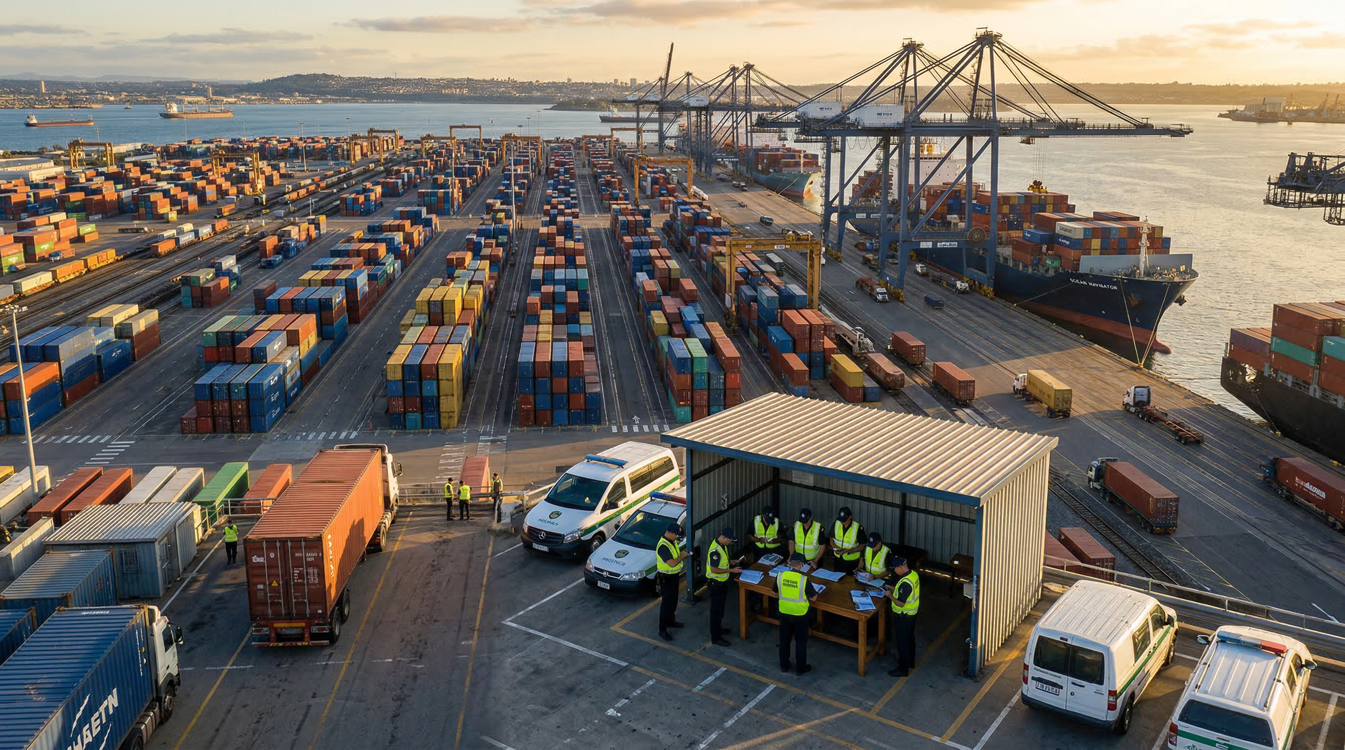 Customs inspection at a major shipping port